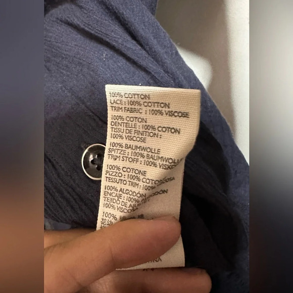 NWT Free People Midnight Navy Amore Gauze Button Down Shirt Size Small - Picture 8 of 13